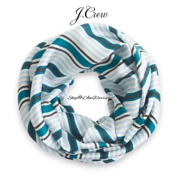 J.Crew teal/blue silk striped infinity scarf *shop@iamwarrior - Picture 1 of 12